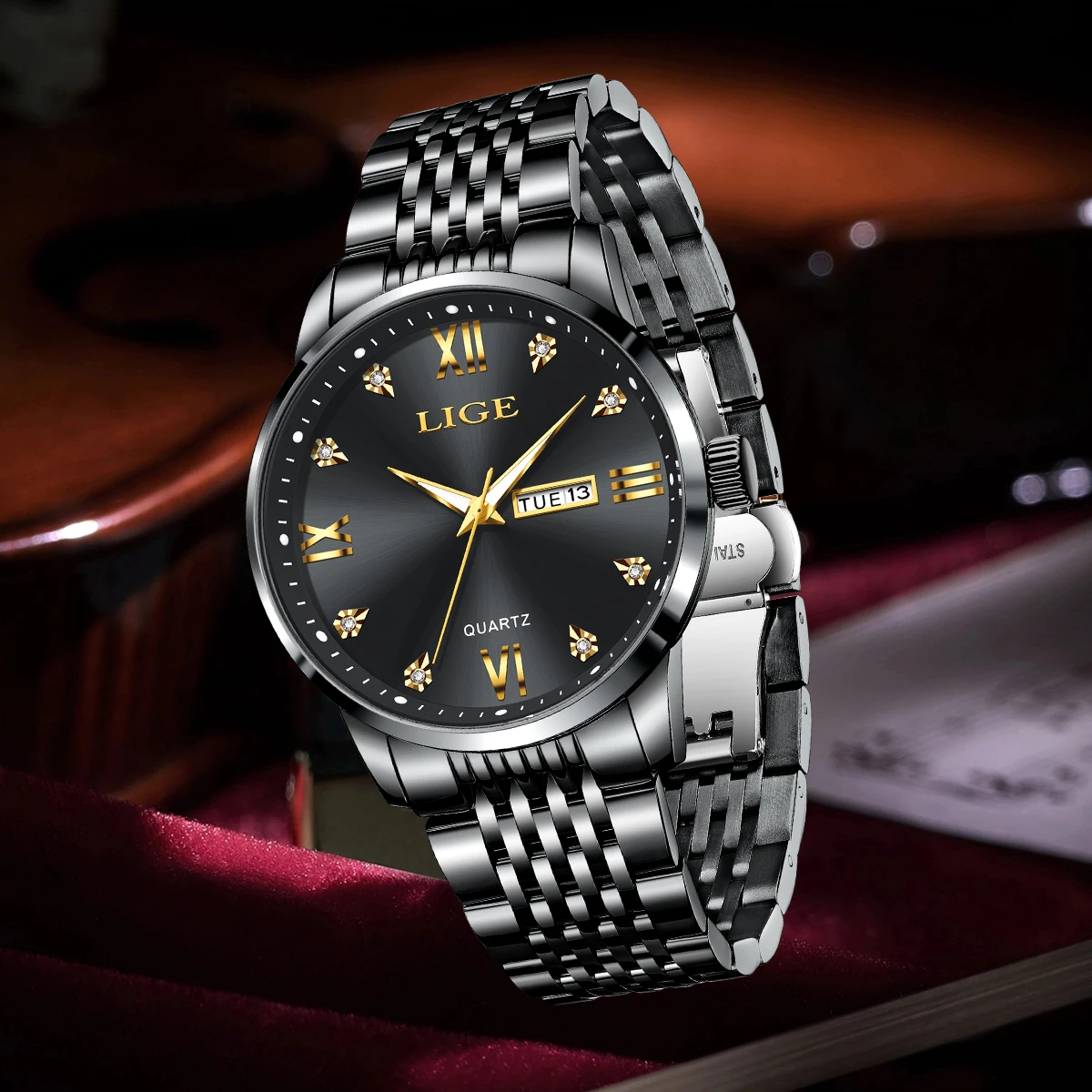 LIGE New Men's Luxury Watch Bu - Luxury Watch Top 10 review and price