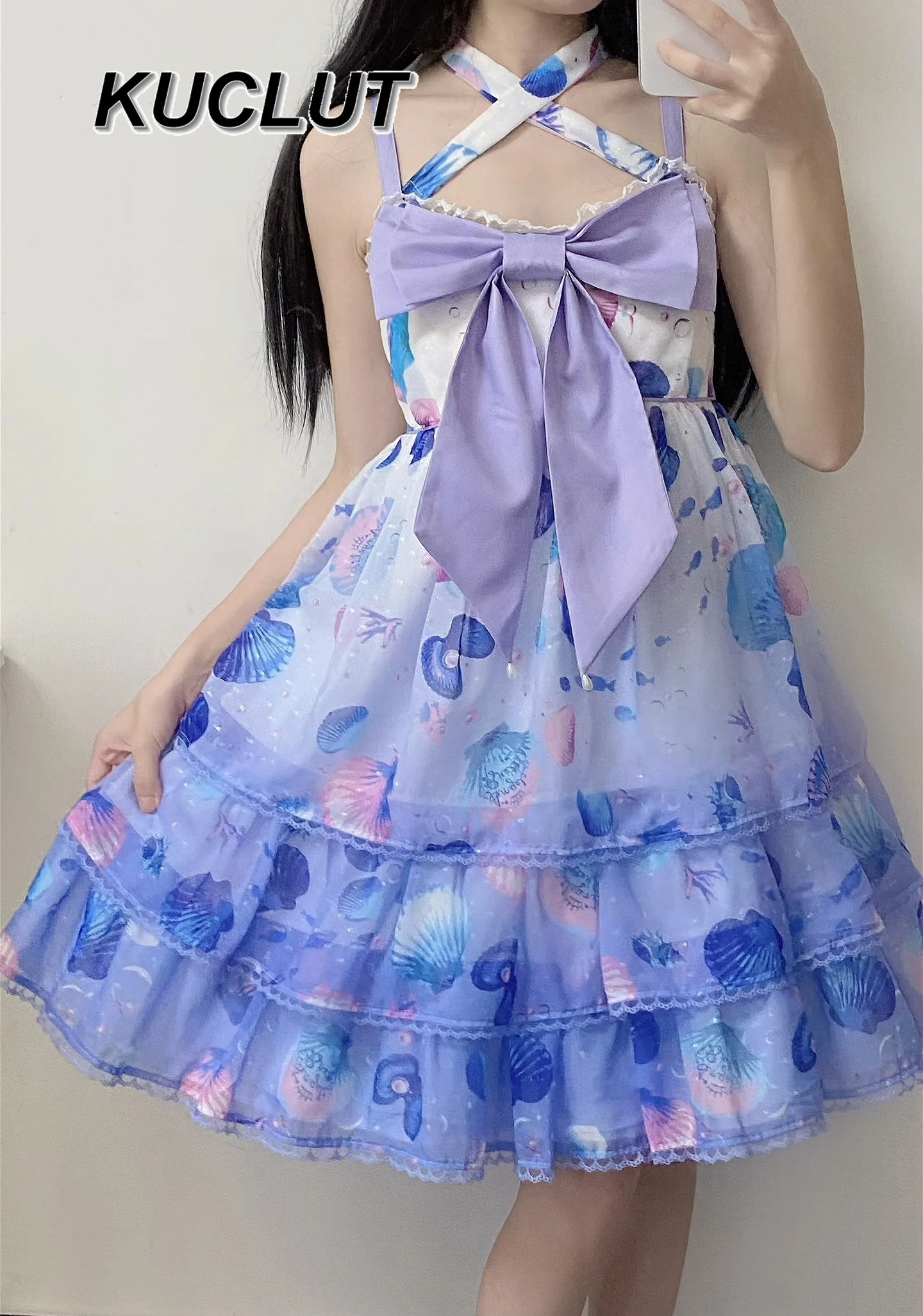 Sukienka Lolita w oryginalnym stylu, elegancka sukienka na ramiączkach, damska letnia słodka i urocza sukienka codzienna, krótka sukienka dla dziewczynki, nowość 2025