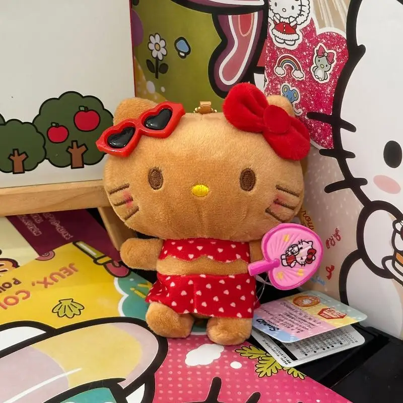 لطيف المرأة مرحبا كيتي حقيبة قلادة الوردي القوس القط الفراولة أفخم دمية سحر المفاتيح حقيبة ظهر الطالب اكسسوارات فتاة الهدايا