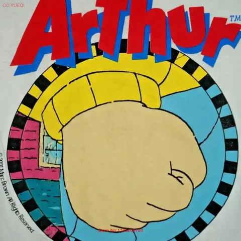 Vintage Arthur Cartoon T Shirt Small Mens White Aardvard Children vintage Washed fashion graphic Slightly Casual Soft