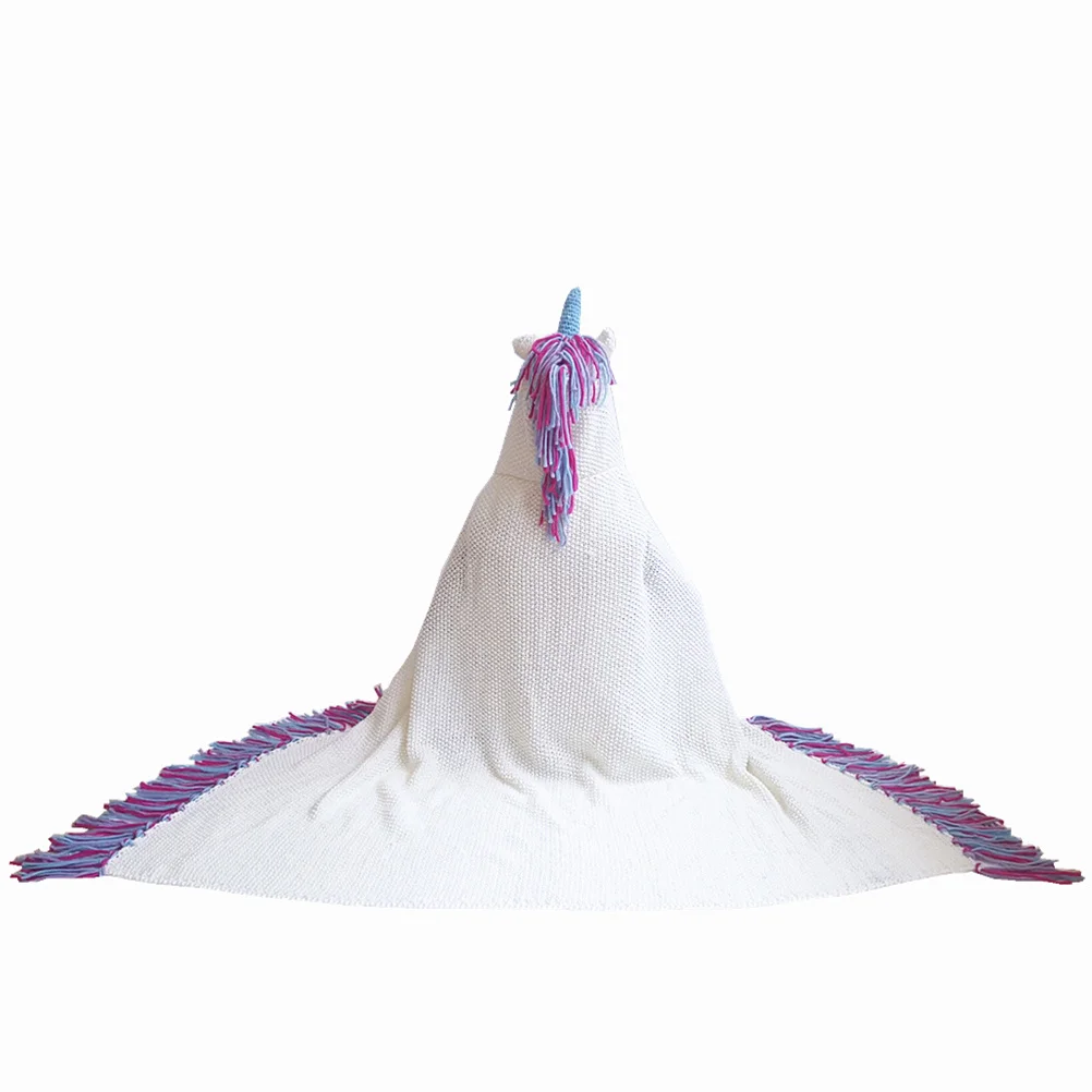 

Colorful Unicorn Knitted Blanket Cozy Crochet Sleeping Cover Kids Warm Friendly Breathable Bedding Kids Blanket