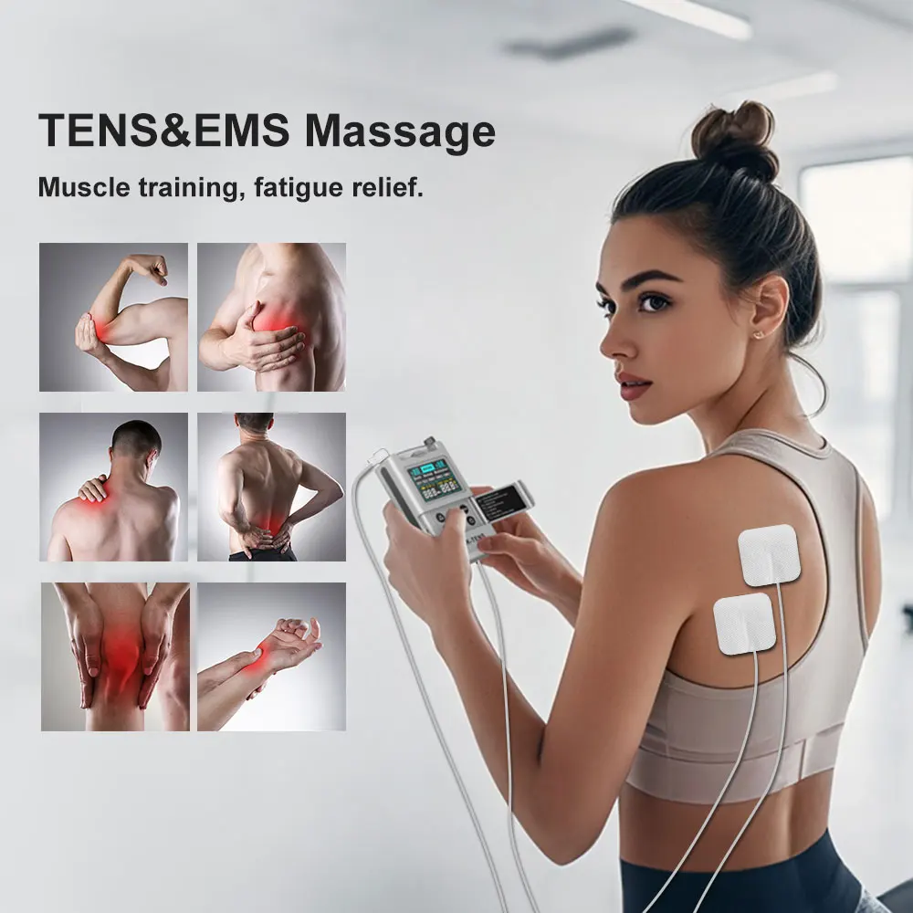 Dual Channel TENS Unit EMS Machine Muscle Stimulator Adjustable 40 Intensity Electronic Pulse Massager for Pain Relief & Therapy