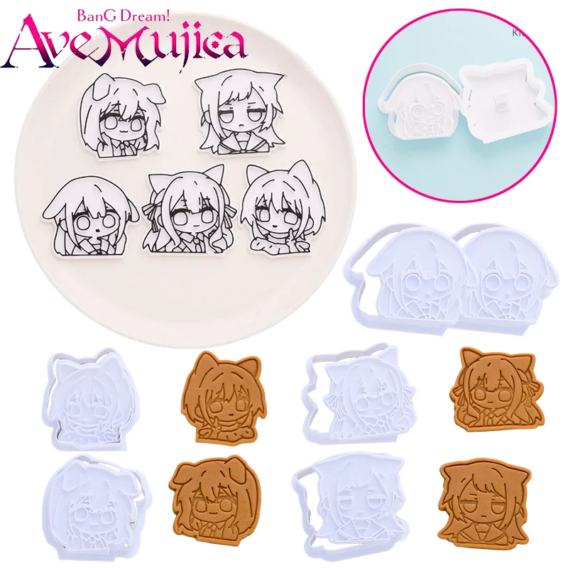 

BanG Dream! Ave Mujica Cartoon 3D Biscuit Mold Anime Figure Sakiko Mutsumi Uika DIY Cookies Cake Baking Mould Accessories Tools