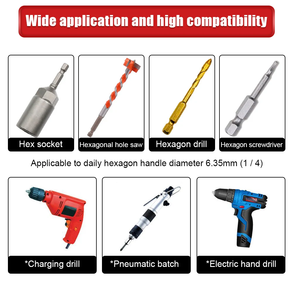 1/4นิ้ว Hex Shank ไขควงไขควง Bit Holder Extension Bar แม่เหล็กไขควงไฟฟ้าชุด Magnetic Tip สำหรับเจาะ