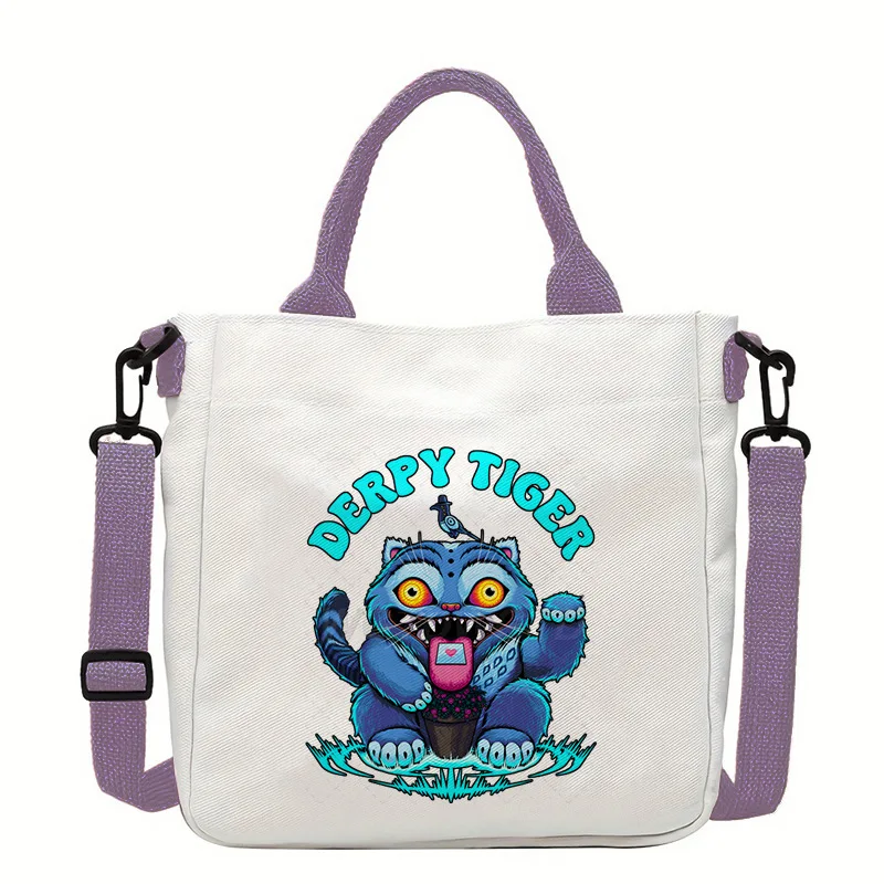 K-Pop 데몬 헌터즈 캔버스 숄더백 소년 소녀용 애니메이션 패션 크로스바디 백 학생용 핸드백 심플 토트백