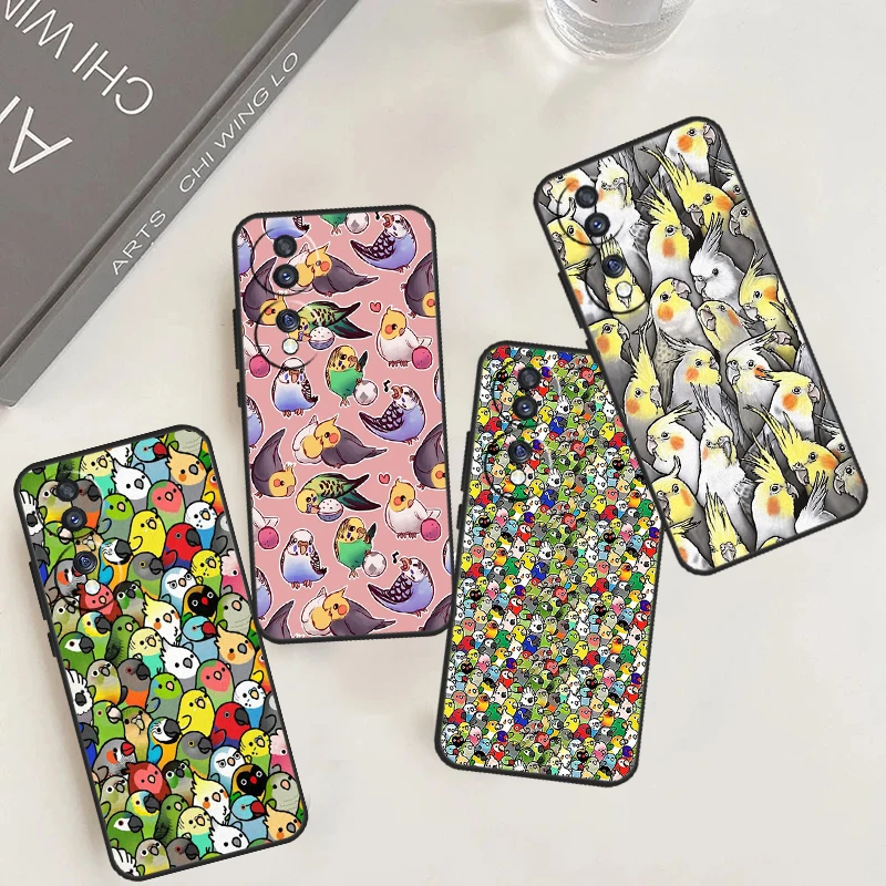 Cartoon Cockatiel Collage Case For Honor X9b X8b X7 X8 X9 X6a X7a X8a X9a Cover For Honor Magic 5 6 Pro 50 70 90 Lite