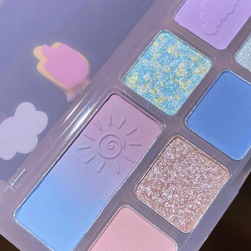 8 สีแบบพกพาเงาติดทนนานอายแชโดว์ธรรมชาติ Palette Pearly Matte สีม่วงสีอายแชโดว์แต่งหน้าเครื่องสําอางค์ Eye Shadow