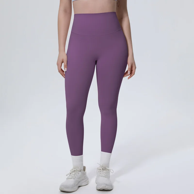 New cross-border thin ice-feel skin-friendly breathable double-sided nylon solid color yoga pants for women, suitable for sports