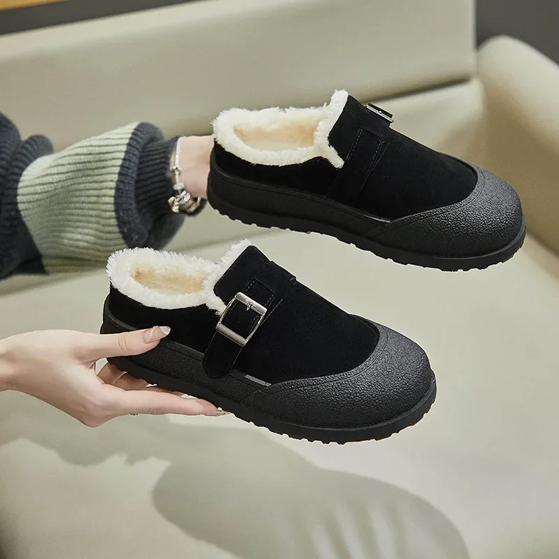 Zapatos de algodón y Cachemira para mujer, calzado informal con plataforma, cálido, invierno, 2023