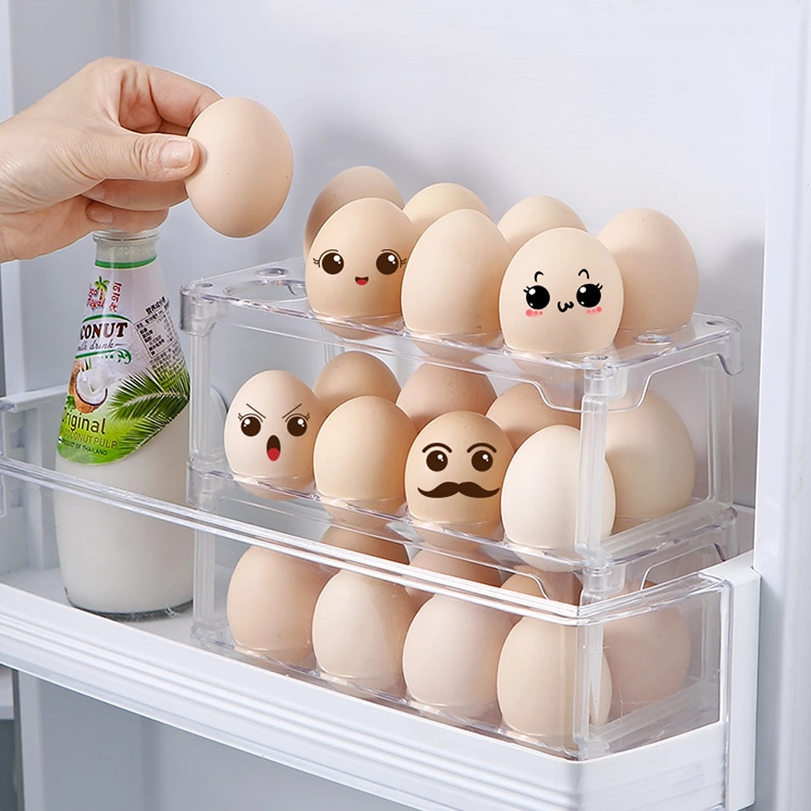

Egg Carton Storage for Refrigerator Shelf Fridge Organizer Case Holder Container Eggs