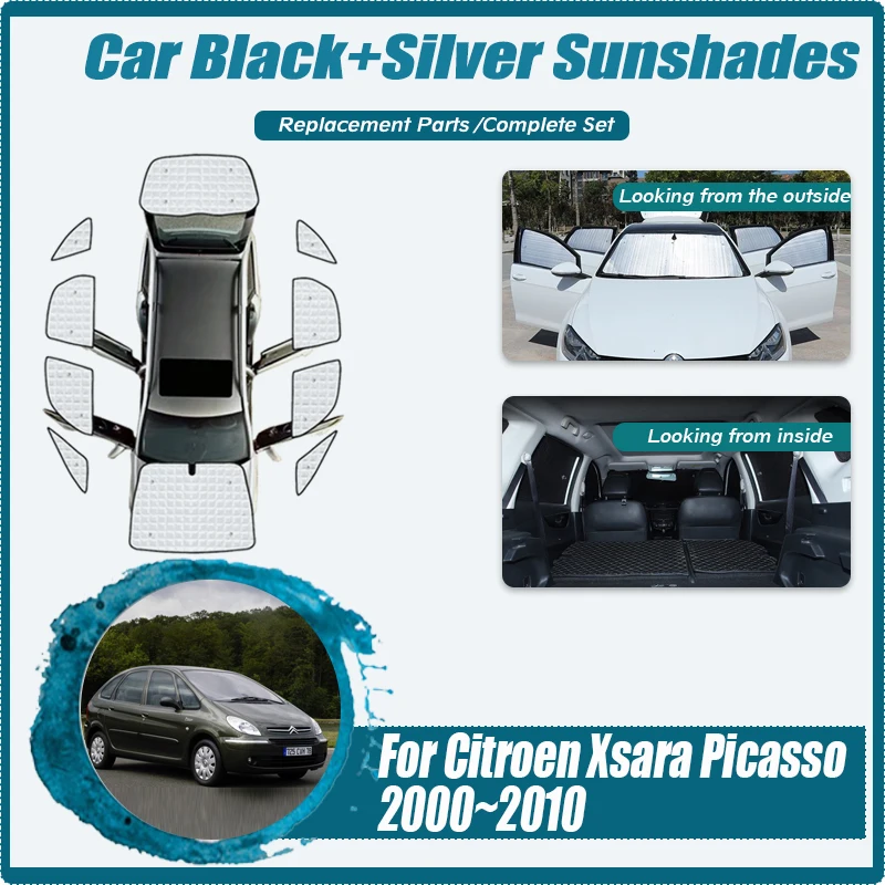 

Car Sunshades Cover For Citroen Xsara Picasso 2000~2010 Black Silver Sunscreen Window Sun Coverage Sunshade Pad Auto Accessories