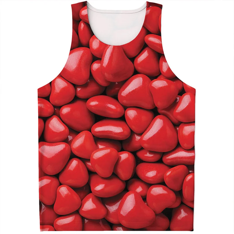 Colorful Lollipop Pattern Tank Top For Men Summer 3D Printed Candy Vest Quick Dry Sleeveless Tee Shirt Kids Tops Loose Tshirt