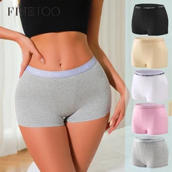 1Pcs Cotton Breathable Boyshort Underwear Women's Panties FINETOO Letter Waist Underpants Female Low Rise Safety Short Lingerie
