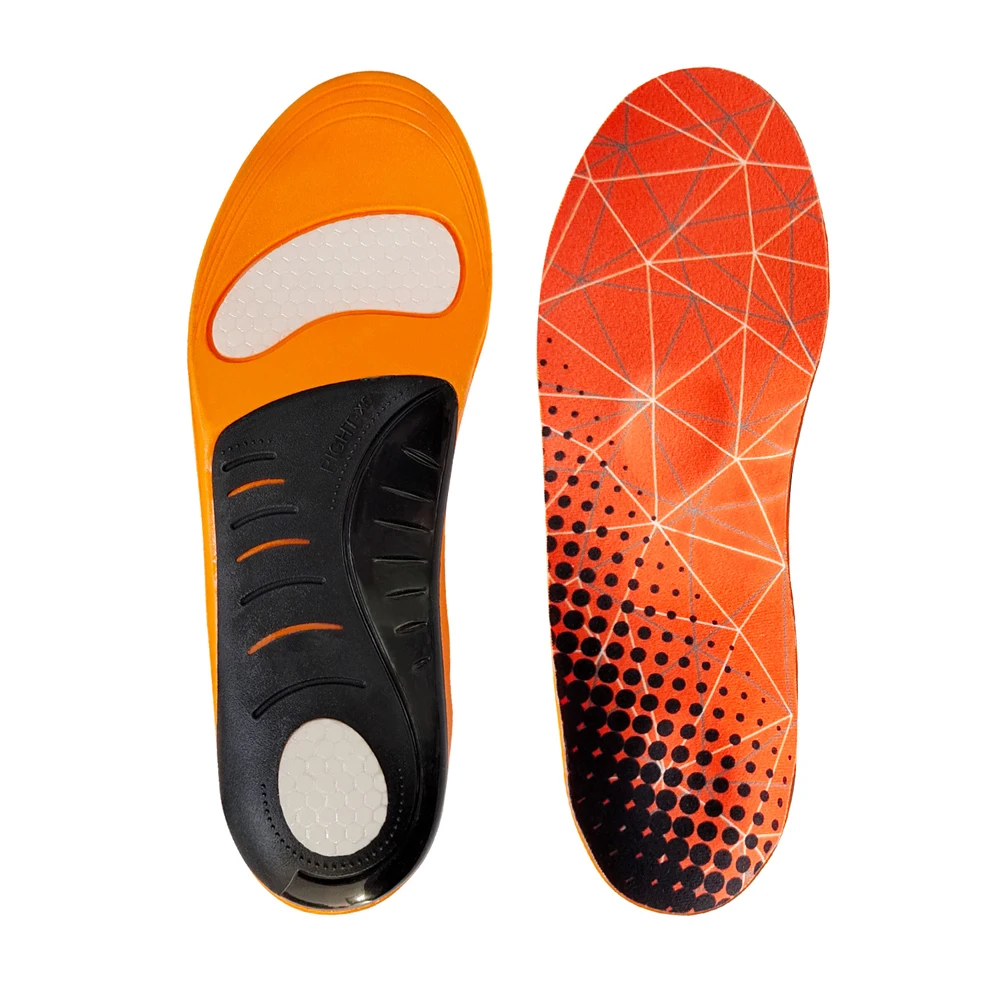 

Plantar Fasciitis Insoles for Men and Women, XS 34-37 S 38-40 M 41-43 L 44-46 XL 47-48, 1 Pair, Orange, PU TPR Fabric, Arch