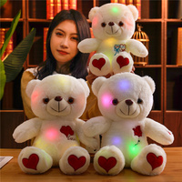 30cm Luminous Bear With Bowtie Rose Heart Luminous Plush Baby Stuffed Toys Lighting Stuffed Bear Lovely Giant Cartoon Toy