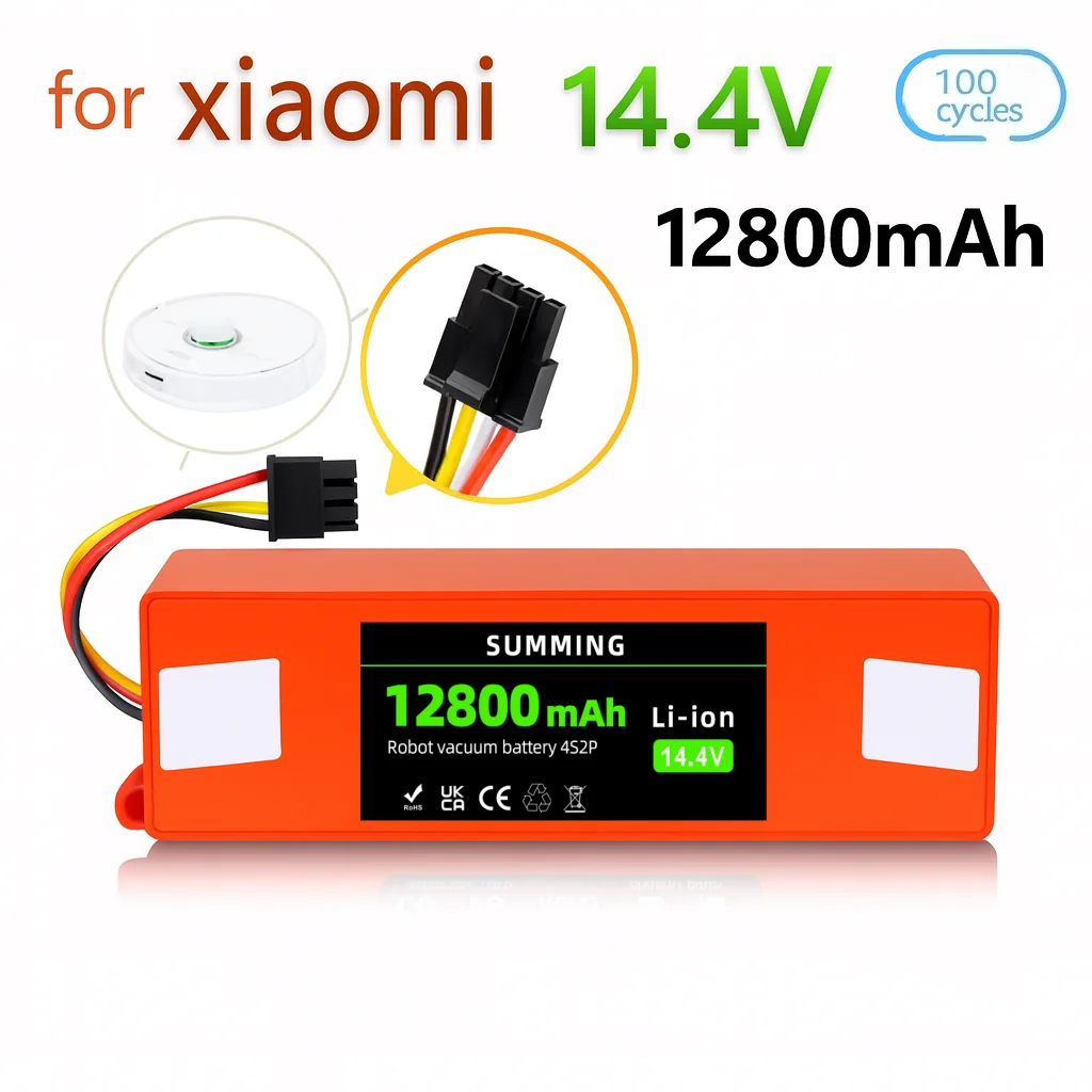 

High Capacity 14.4V 12800mAh Li-ion Battery Replacement for Xiaomi Roborock S50 S55 S5 Max S6 S60 S65 Robot Vacuum Cleaner