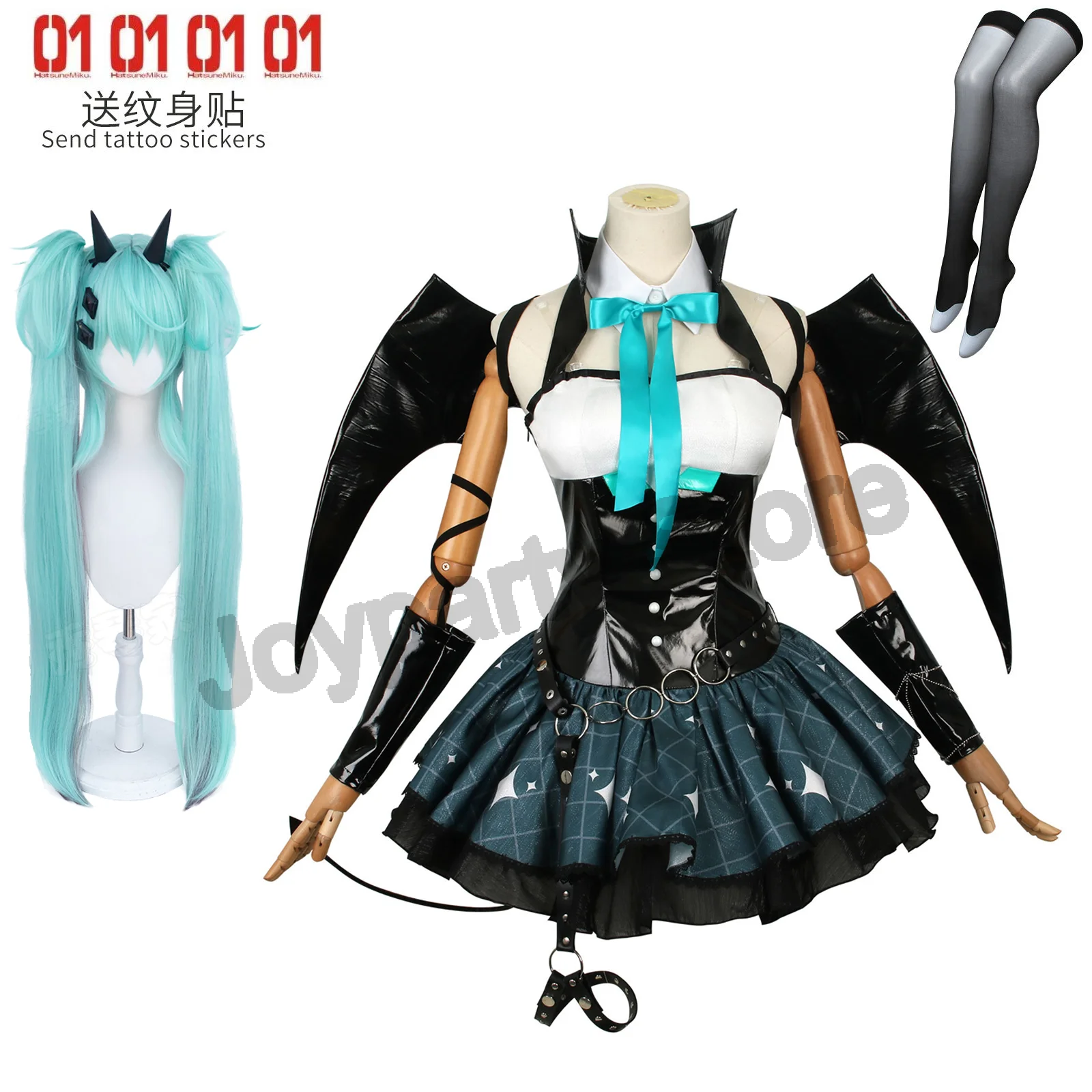 Disfraz de demonio Miku, disfraz de mapache pequeño Mikuu X, pequeño diablo de mapache, Halloween, Mikuu, vestido de pintura de cuero negro, cosplay