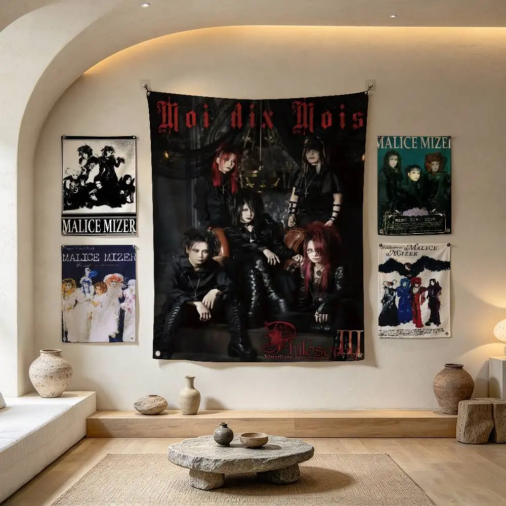 M-MALICE MIZER Visual Kei Gothic Band  Flags Wall Hanging Tapestry Outdoor Garage Room Decorative flag Background Blanket