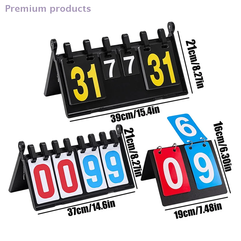 1 PC Draagbare Multi Sport Scorebord Tafel Flip Scorebord Professionele ABS Badminton Voetbal Volleybal Competities 4 Cijfers