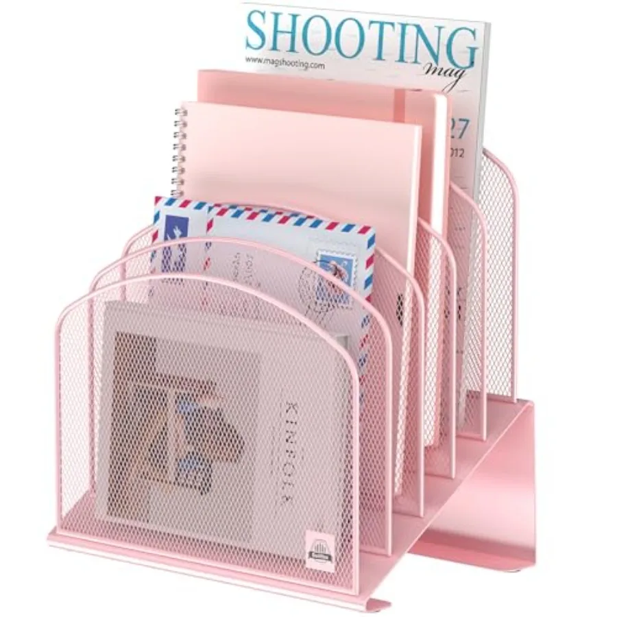 منظم ملفات مكتبي مائل مكون من 5 أقسام حامل مجلد ملفات عمودي حامل رف معدني فارز الملفات لسطح المكتب والفصول الدراسية أو