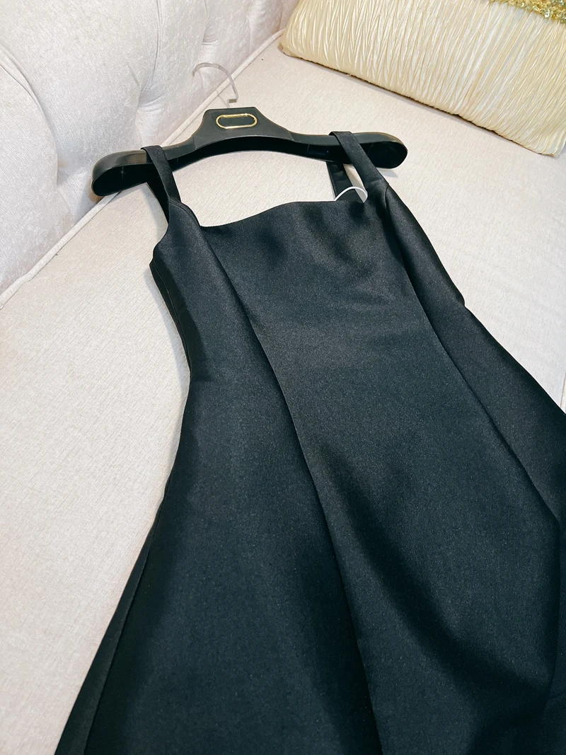 Sukienka Hebe Sle z wysokim stanem, satynowa, kopertowa, wyszczuplająca, długa, w kształcie litery A, idealna dla młodych kobiet, do noszenia na co dzień.