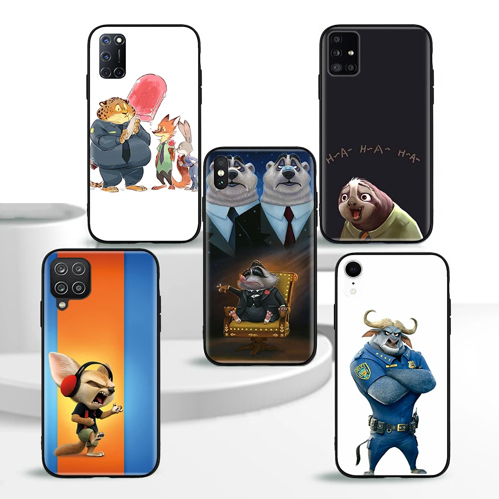 G-61 Zootopia Black Soft Silicone Case for Xiaomi Redmi 10C 10A Note 10 Mi 10T 10S Poco M3 Pro C40 Max 5G