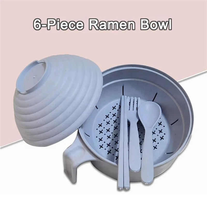 

Microwave Ramen Bowl Set With Chopsticks - Durable, Microwavable Noodle Cooker With Lid, Ideal For Dorms