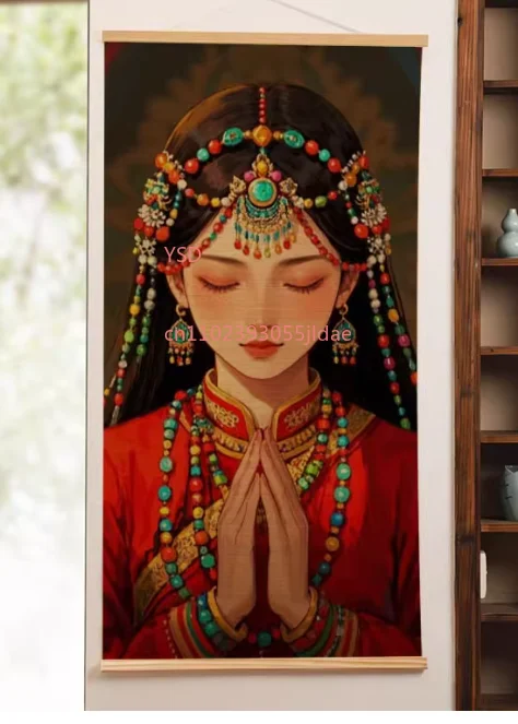 

Chinese Intangible Heritage Bamboo Painting of Devotional Figure (New Style Decor for Living Room, Porch, Study)