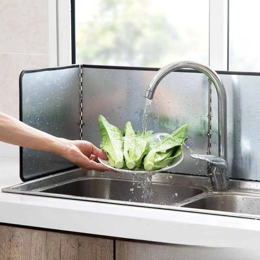Creative Stainless Steel Foldable Panels Anti-splash Non-Stick Splash Guard Oil-proof Board Kitchen Supplies
