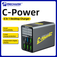 MECHANIC 40W USB Charger 6-ports Type C Charging Station Multiple Devices Fast Charger Station Desktop For MacBook iPhone
