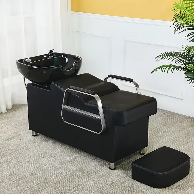 Ergonomic Shampoo Bed Hairdresser Modern Styling Shampoo Bed Ceramic Basin Myjnia Fryzjerska Spa Z Fotelem Barber Equipment