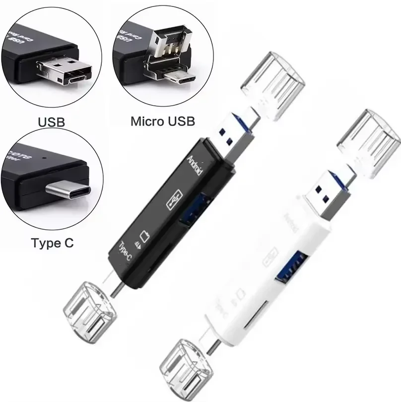 

Многофункциональный автомобильный адаптер-кардридер 5-в-1 USB-Type-C для мобильных телефонов, аксессуары для конвертера питания