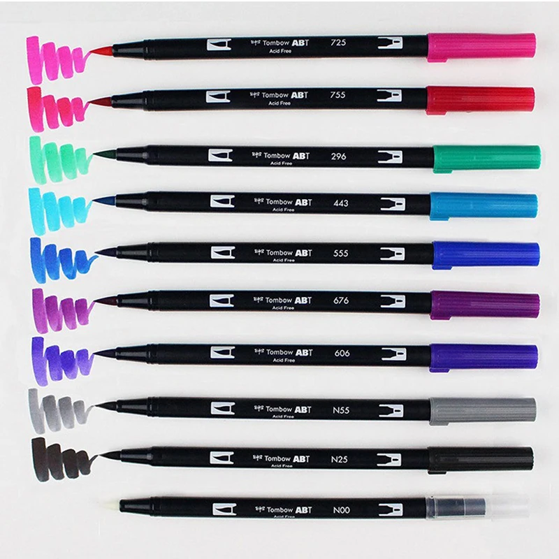 Tombow ABT Dual Brush Pen Art Markers Calligraphy Drawing Pen Set Bright Blendable Brush Fine Tip Watercolor Lettering Supplies
