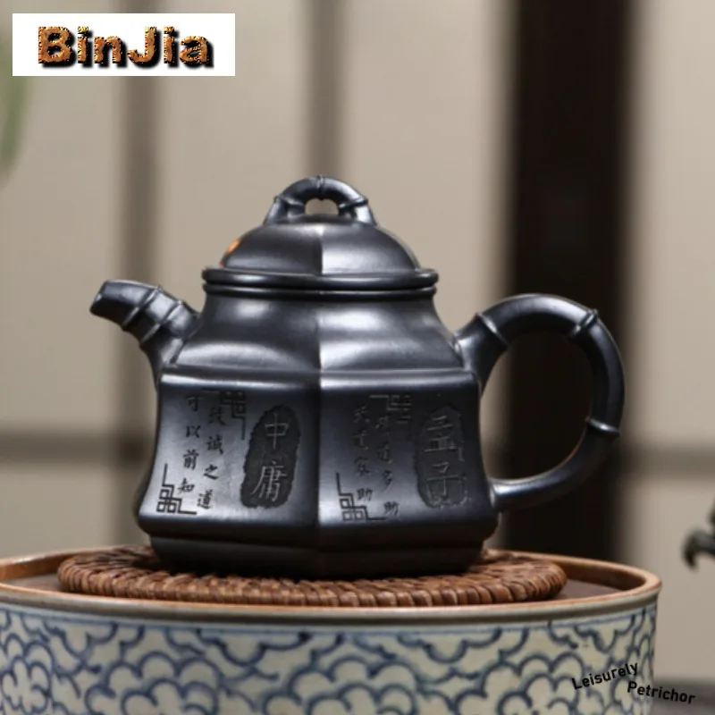 

280 мл антикварные чайники из фиолетовой глины Исин, горшок ручной работы, камень из необработанной руды, желтая грязь, чайник, китайский чайный сервиз Zisha, коллекция