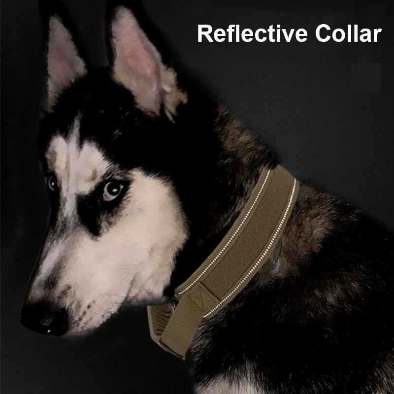 Tactical Dog Training Collar With Handle Reflective Collar Leash No Pull Lead Collars For Small Big Dogs Walking Pet Accessories