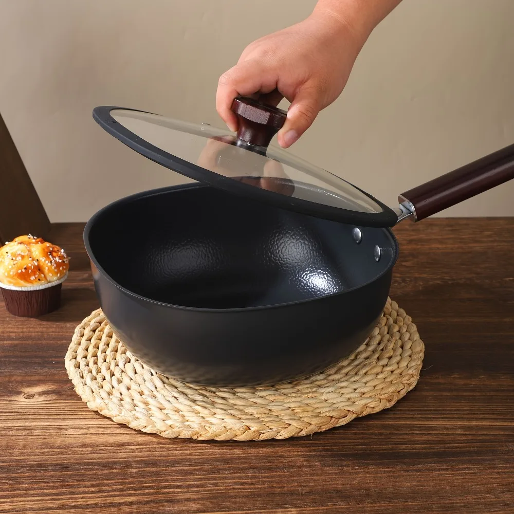 

Универсальная квадратная сковорода из чугуна с деревянной ручкой, без покрытия, для жарки, мини-сковорода с плоским дном, антипригарная, для плиты