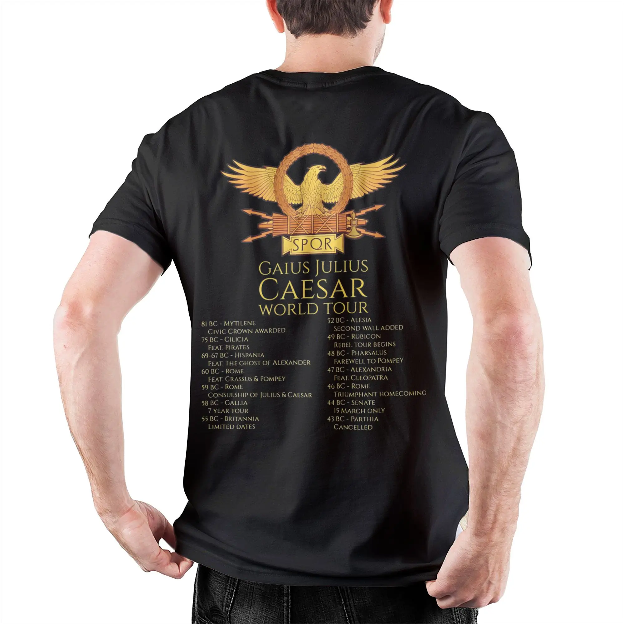 Men Women Gaius Julius Caesar World Tour - Ancient Roman History SPQR  T Shirt  100% Cotton Tops Funny Short Sleeve T-Shirts