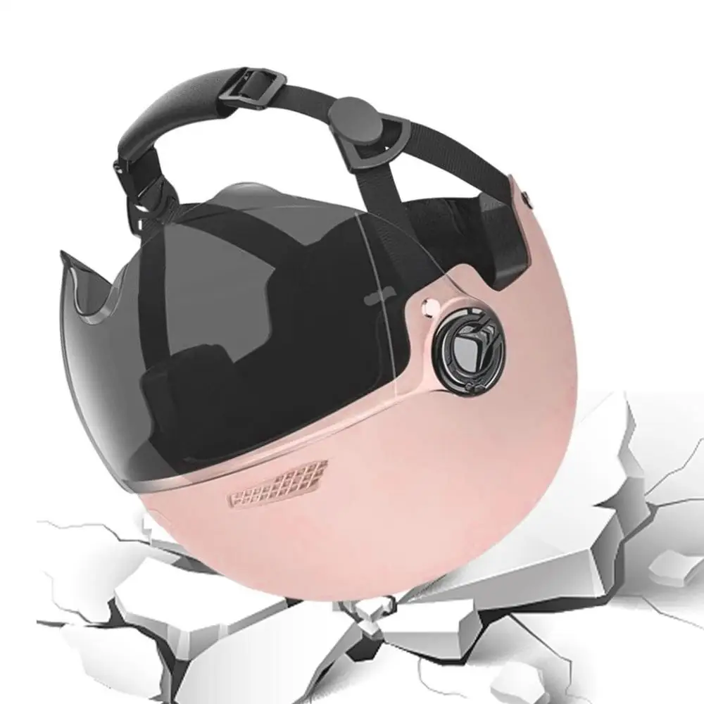 Fahrradhelm 3C-Zertifiziert für Männer, Frauen, Erwachsene und Kinder Cartoon-Elektrofahrrad-Motorrad-Halbhelm mit Schutzbrille – Detail 7