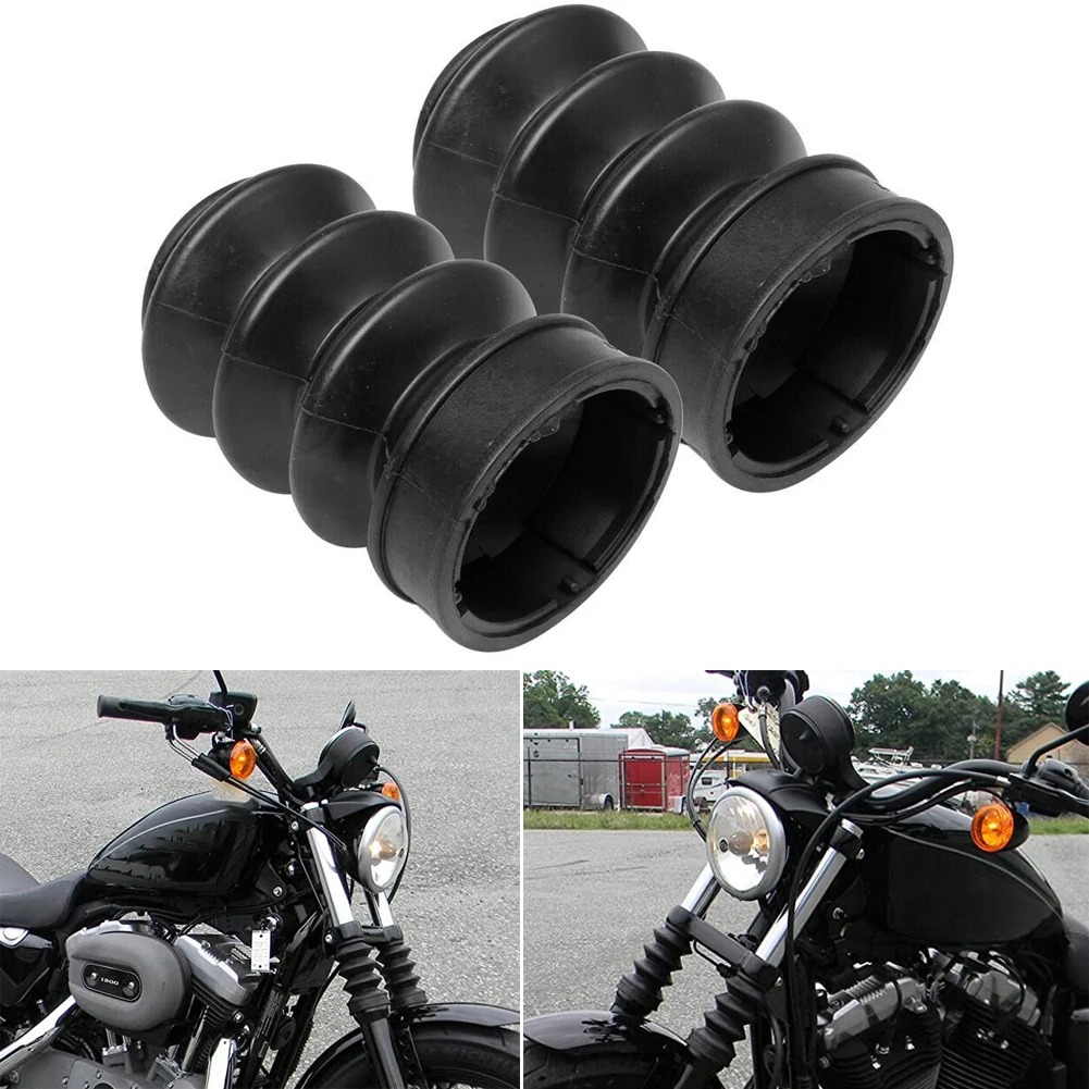 Motorcycle Black 39mm Rubber Fork Cover Gaiter Gator Boot Shock Protector Dust Guard For Harley Iron 883 Sportster