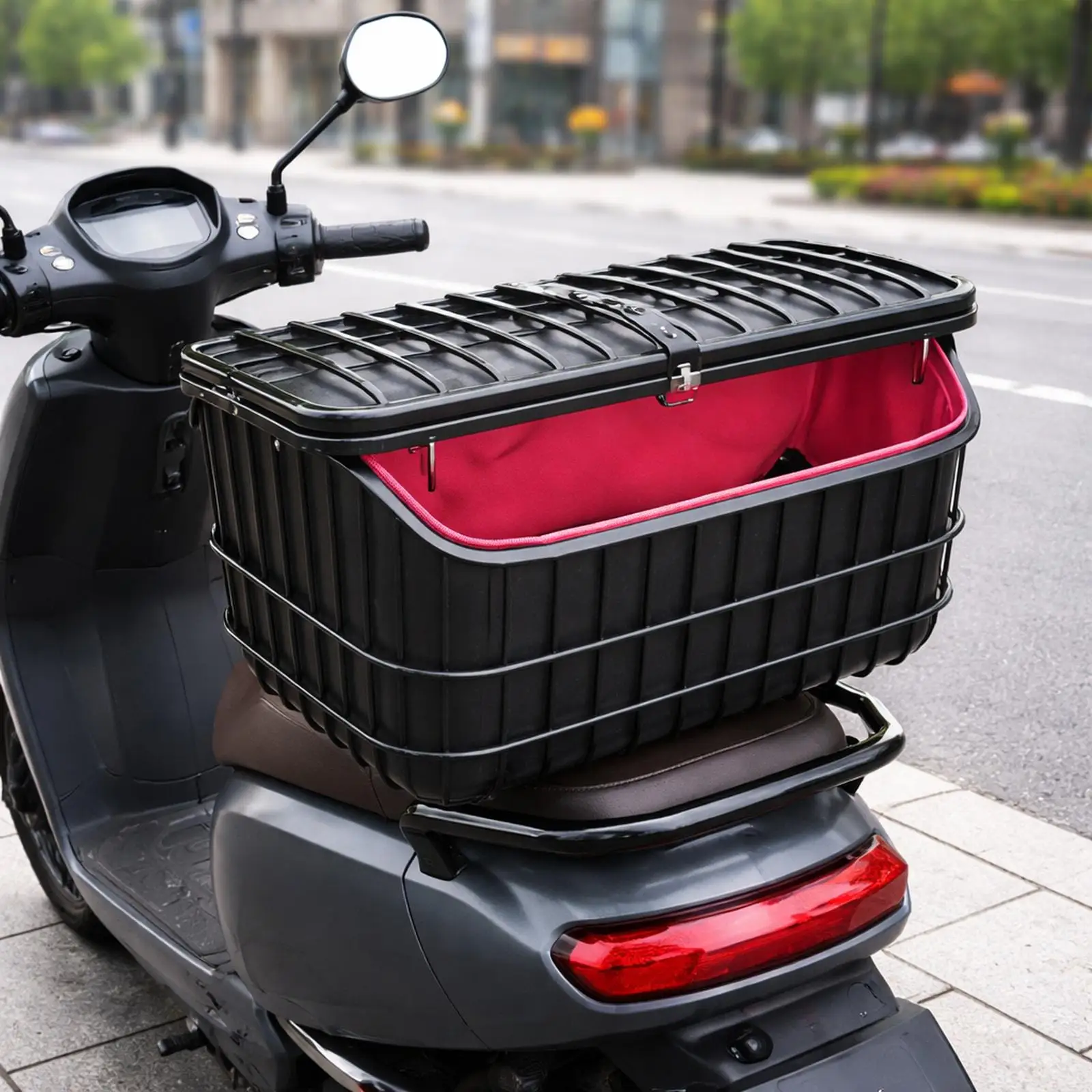 Electric Scooter Rear Basket Metal Wire Lightweight, Riding Spacious, Commuting Shopping Outdoor Rear Cargo Rack Storage Basket