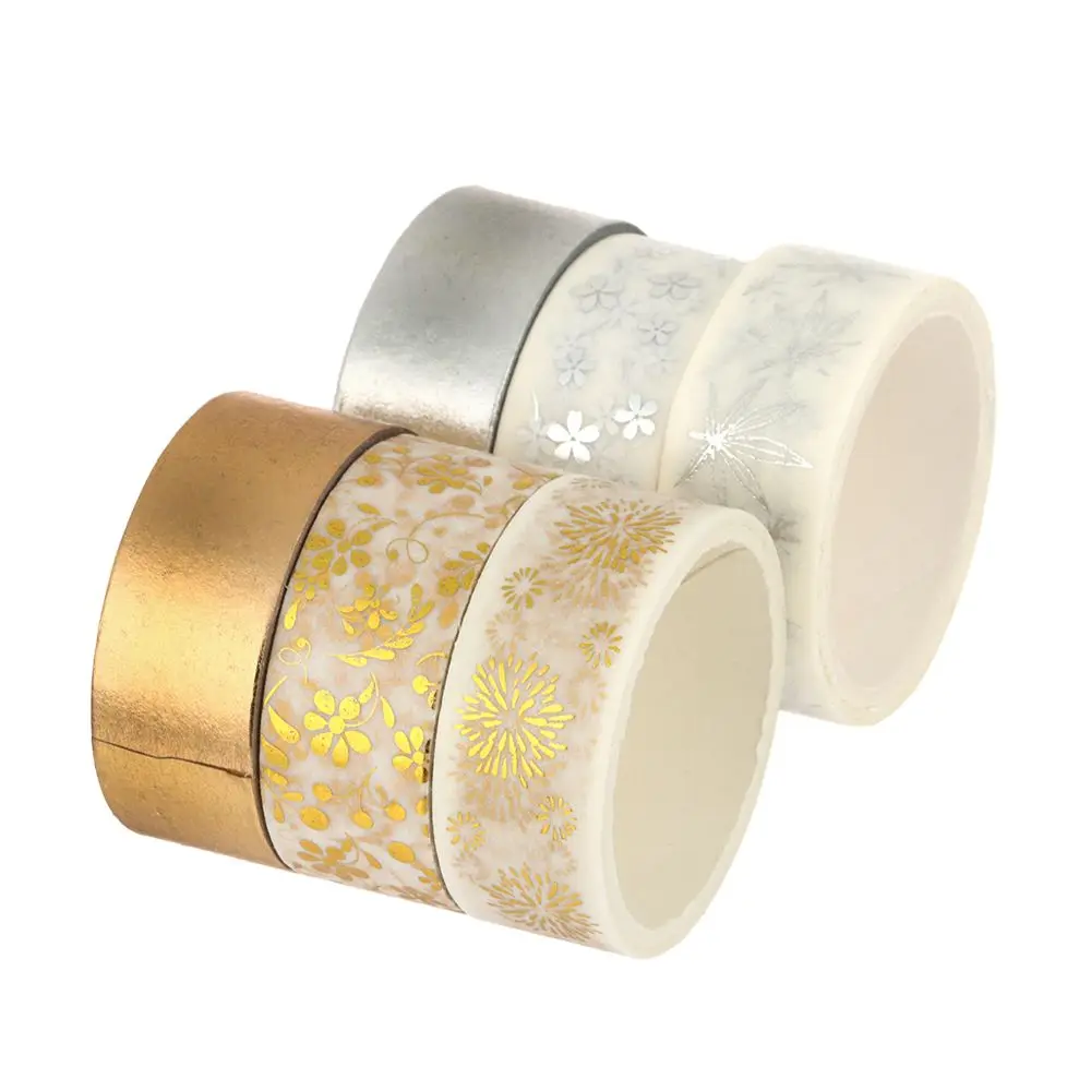 6Rolls/Set Flower Plant Washi Tape Decorative Adhesive Tape Gold Foil Masking Tape Sticker Scrapbooking New DIY Diary Gifts