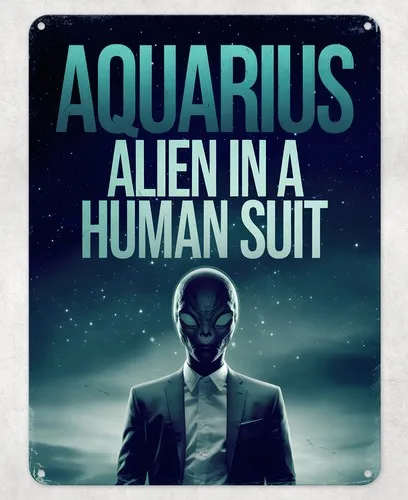 Aquarius Alien Human Suit Metal Poster Wall Tin Sign Man Cave Shed Home Plaque --Tin Sign