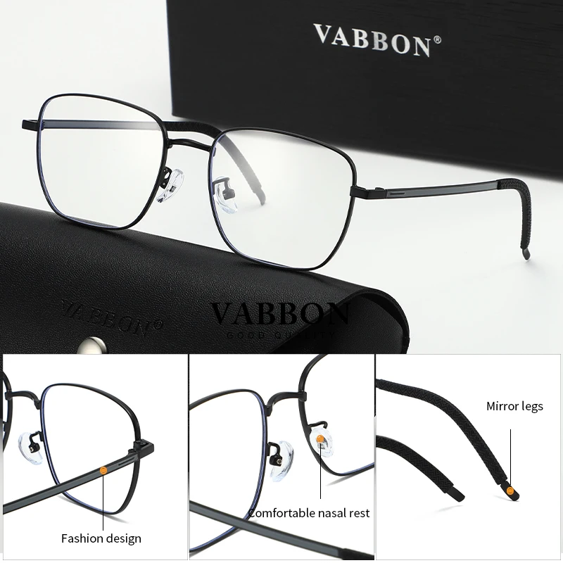 نظارات Vabbon العصرية الجديدة للرجال لحجب الضوء الأزرق، نظارات عادية بسيطة للأعمال للسفر وصيد الأسماك والقيادة، هدية مميزة 9048