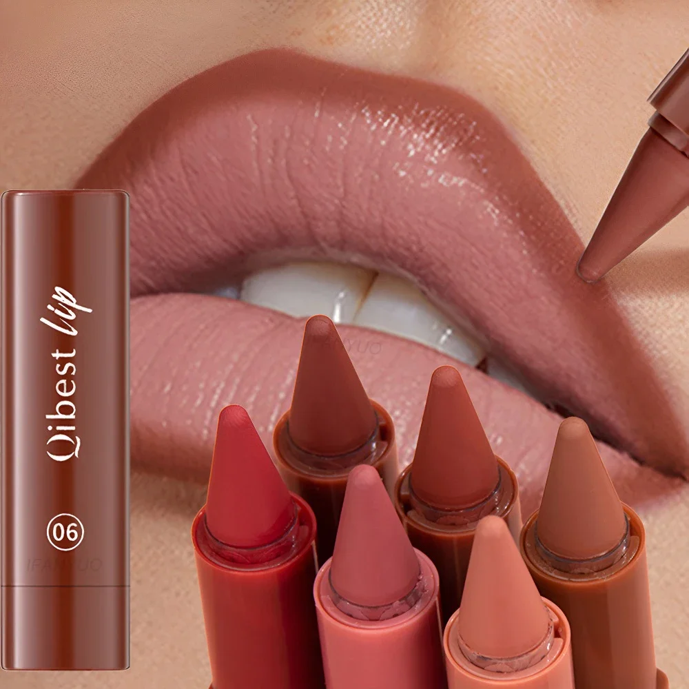 Delineador de labios giratorio, lápiz labial, polvo multiusos, colorete, terciopelo mate, resistente al agua, contorno de labios, taza antiadherente, maquillaje de colorete de labios