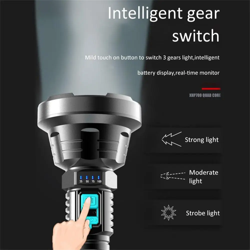 Powerful Led Flashlight Usb Rechargeable Waterproof Hand-held Ultra-bright Long Range Strong Light Outdoor Camping Torch