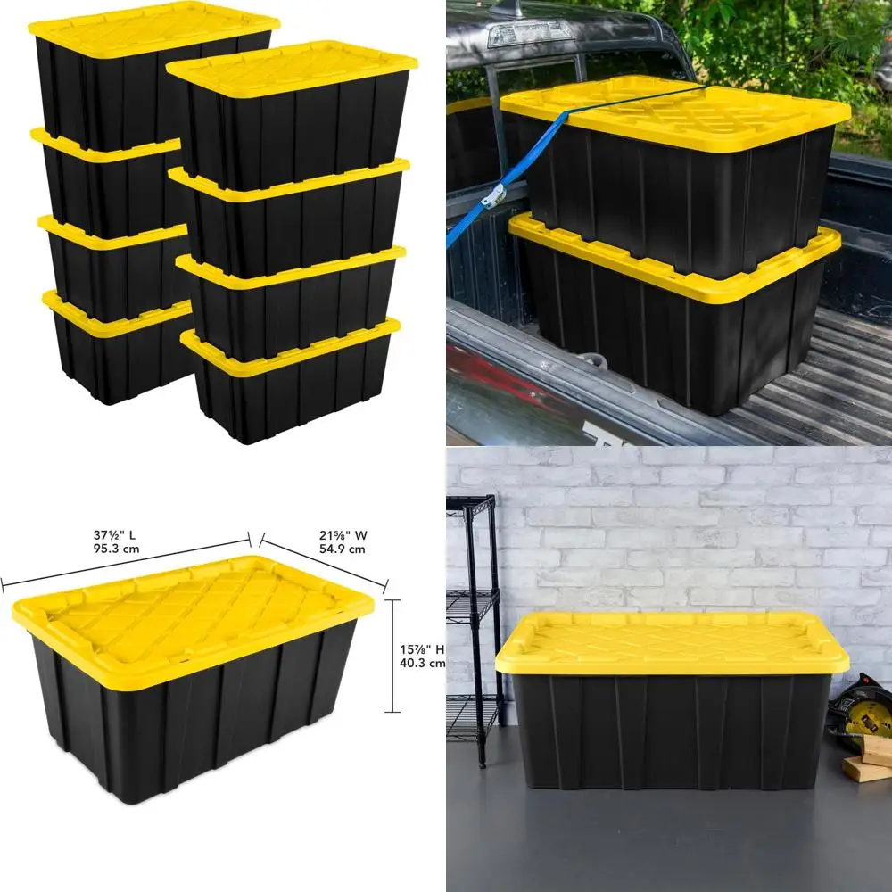 Sterilite 8-pack Industrial Tote, Plastic Storage Container Bins with Lids,