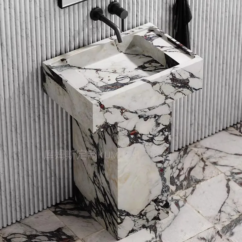 Natural travertine basin Living room household light luxury basin Travertine basin