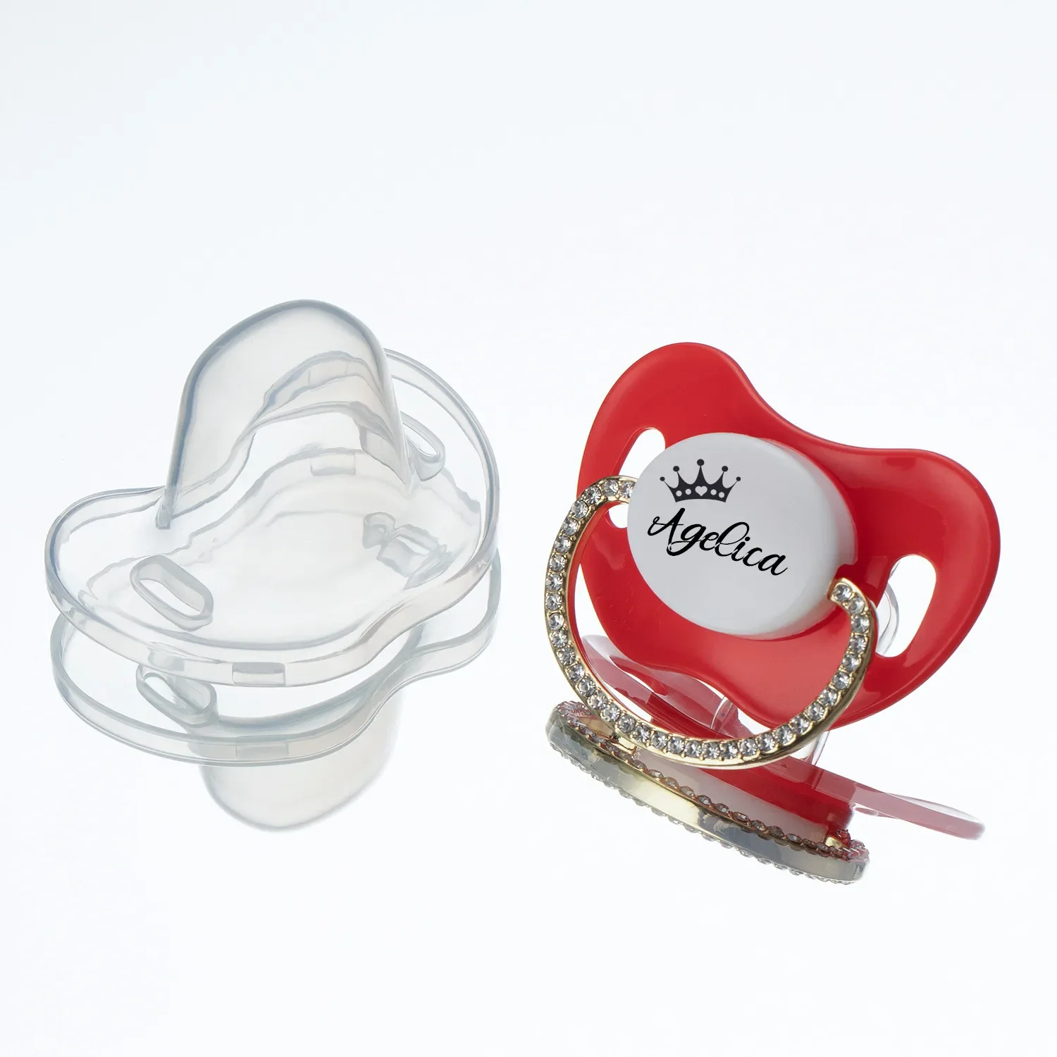 MIYOCAR Lovely bling Custom baby pacifiers with name Adorned with Elegant Rhinestones for boy girl personalized baby shower gift