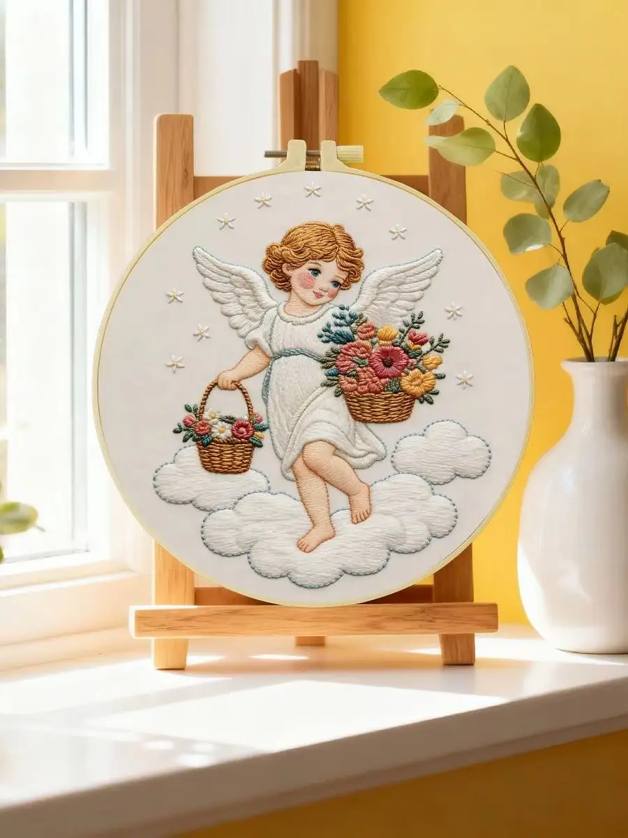 1 Stück 20X20CM/15X15CM 7,87/6,3 Zoll Fußball-Blumen-Stickerei-Starter-Kit DIY-Stickerei-Set Handarbeiten Malerei – Detail 6