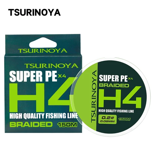 TSURINOYA-sedal de pesca trenzado de 4 hebras, 4LB, 6LB, 8LB, juego de mesa ligero, H4, 150m, multifilamento de PE, línea AJING de fundición larga